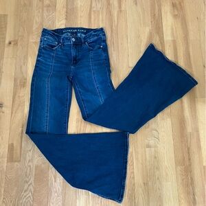 American Eagle Outfitters Women's Dark Blue Festival Flare Jeans